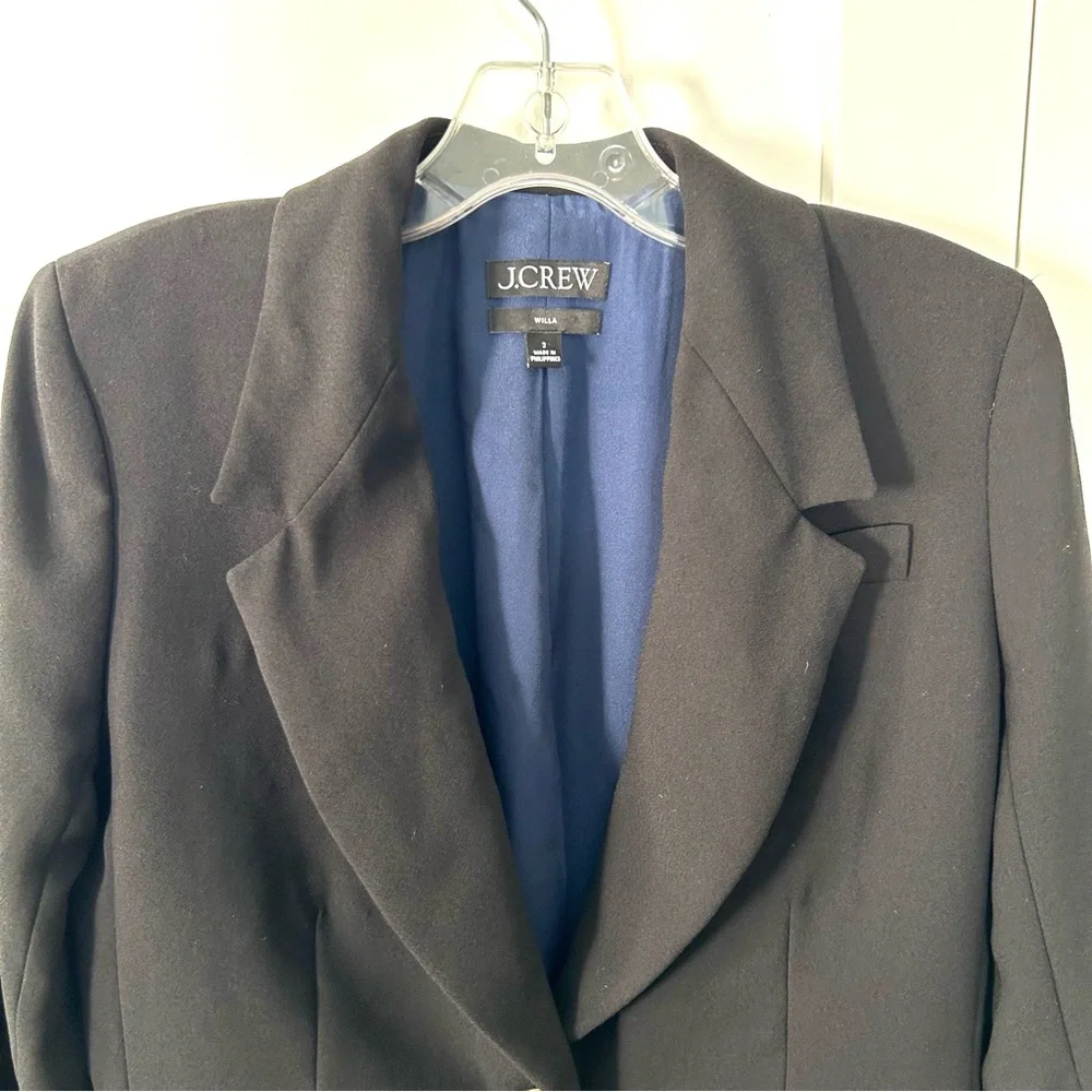 J. Crew Women's Black City Crepe Willa Blazer‎ in Size 2